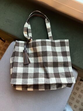 Sonoma Brown and White Buffalo Check Tote